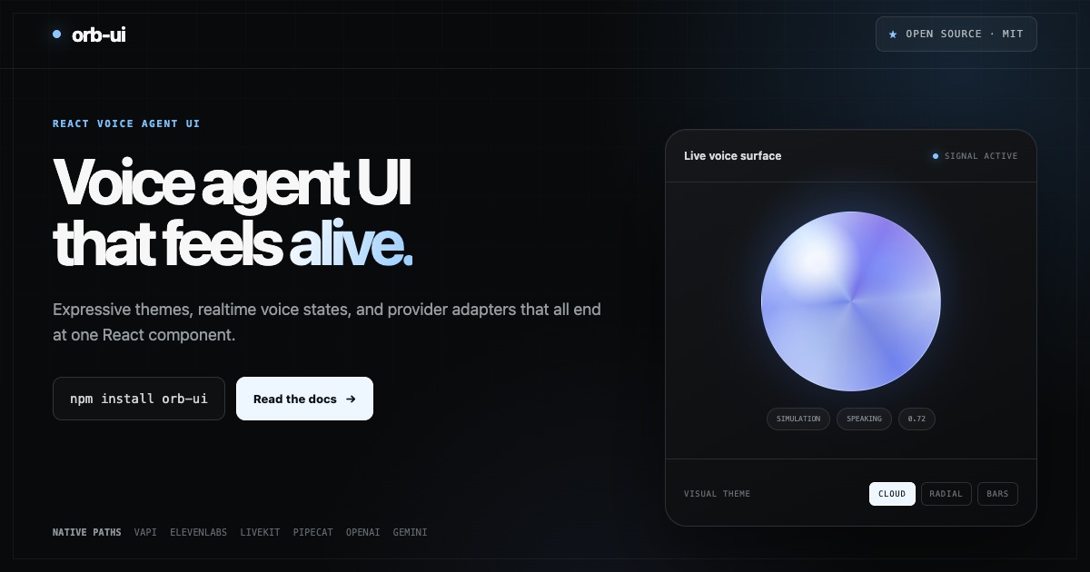 orb-ui: React Voice Agent UI Components